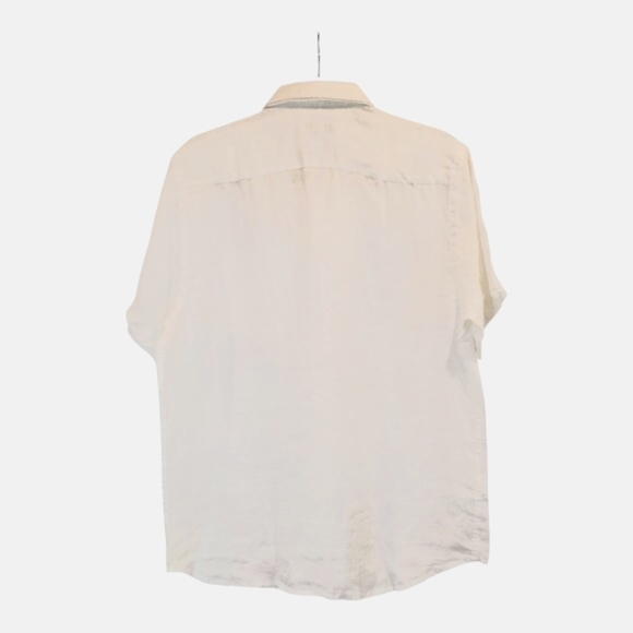NWT PORTER & ASH SZ L Men's 100% Linen White Short Sleeve Button Down Shirt - Picture 13 of 13